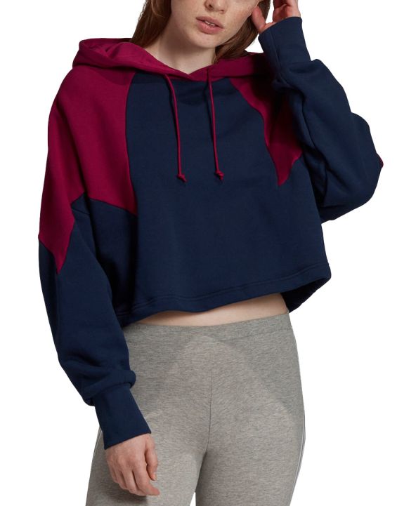 'ADIDAS Large Logo Crop Hoodie Navy/Red