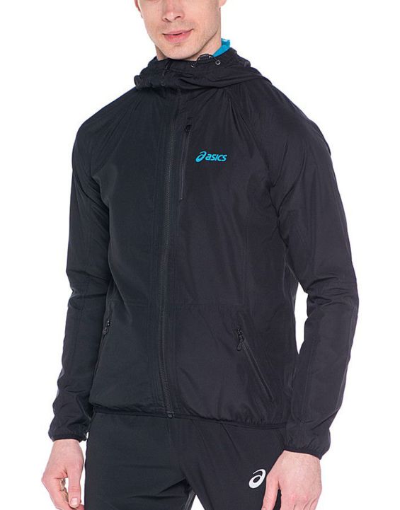 'ASICS Windbreaker Jacket Black-Blue Logo