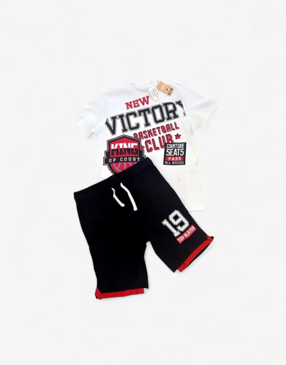 'CHICCO Boys Shorts And Tee Set White/Black