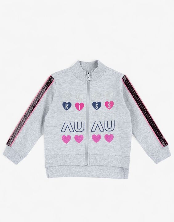 'CHICCO Girls Full-Zip Track Top Light Grey/Pink