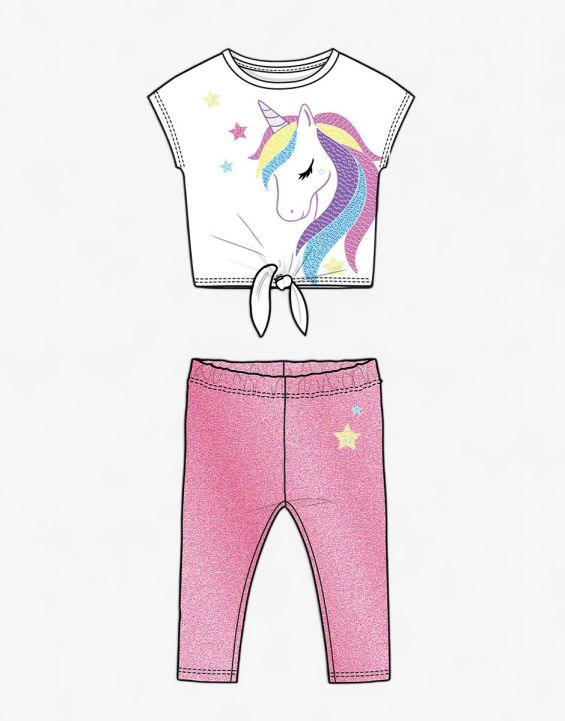 'CHICCO Girls Leggings And Tee Set Dark Pink