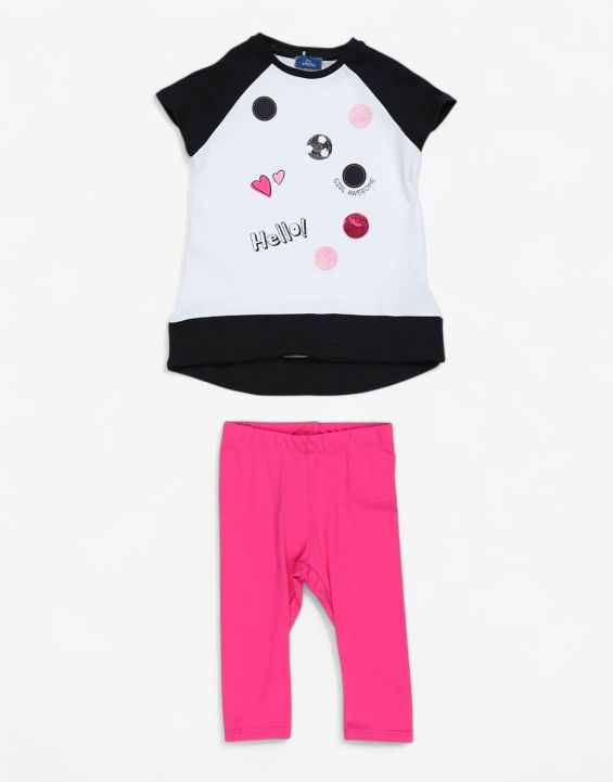 'CHICCO Girls Leggings And Tee Set White/Pink