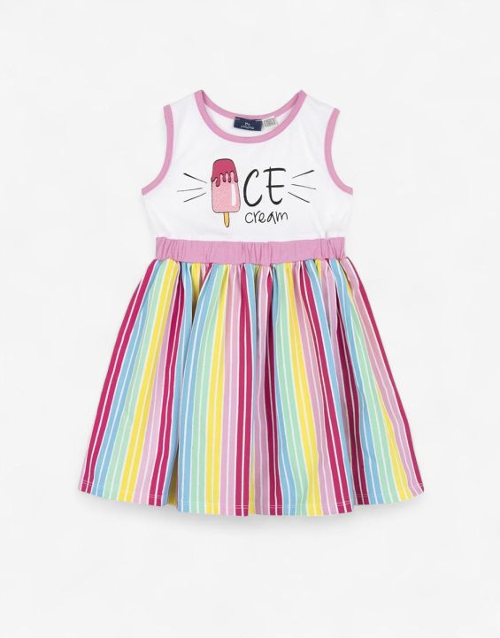 'CHICCO Girls Sleeveless Dress Pink Striped