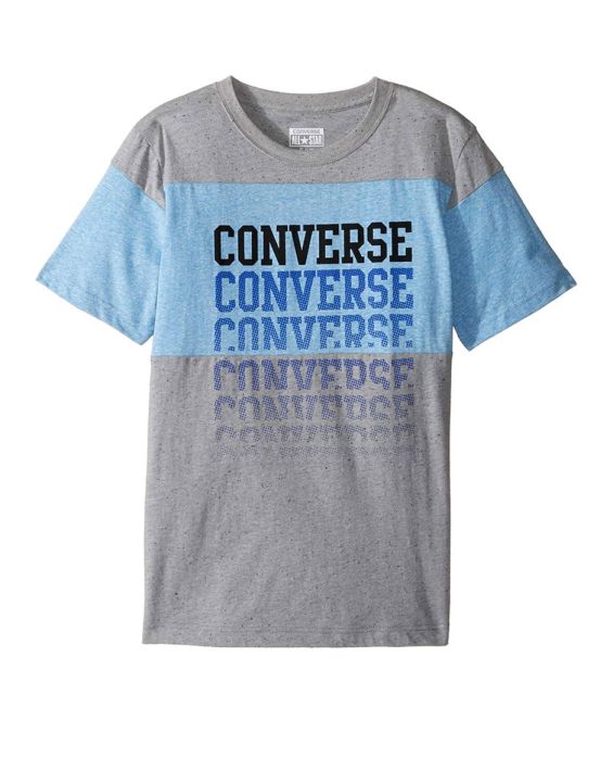 'CONVERSE Colourblock Repeat Graphic Top Grey
