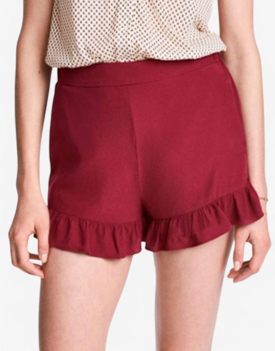 'H&M Frill-Trimmed Shorts 'H&M Frill-Trimmed Shorts