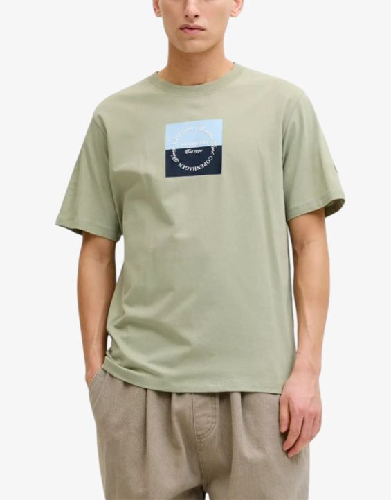 JACK&JONES Jorcatskills Square Branding Tee SSCN LN Green