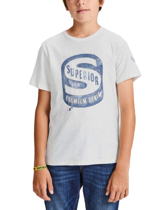 'JACK&JONES Boy's Logo Print T-Shirt Cloud Dancer