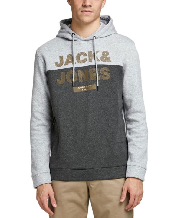 'JACK&JONES Brushed Loopback Hoodie Light Grey Melange