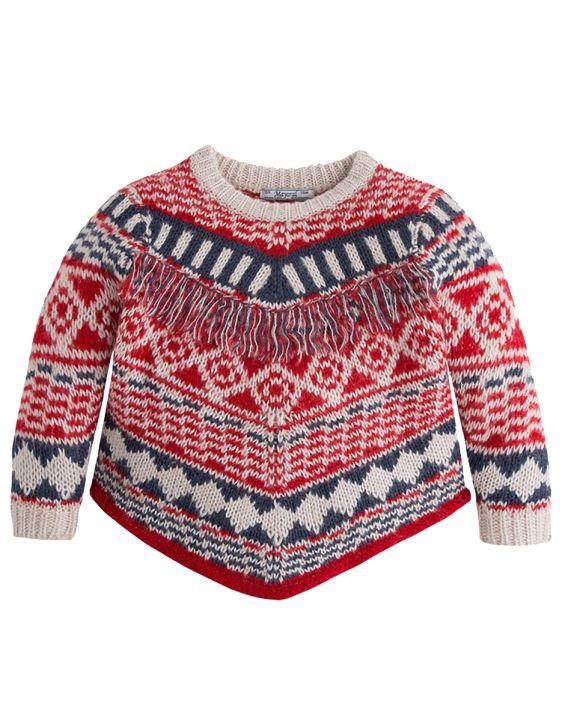 'MAYORAL Fringe Knit Sweater