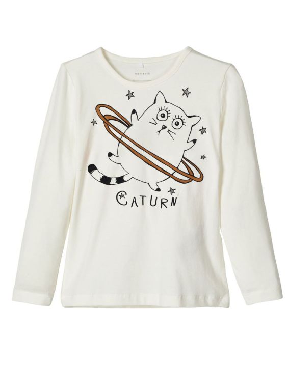 'NAME IT Cat Long Sleeved Blouse White