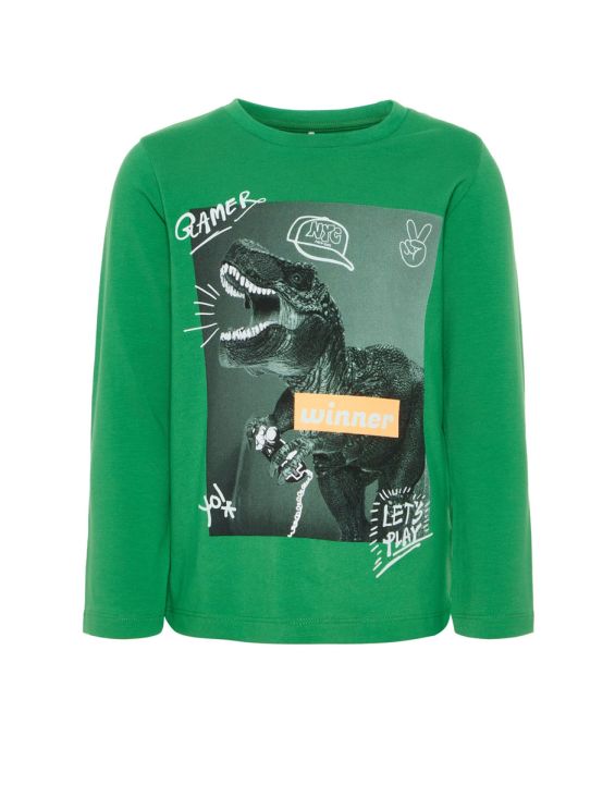 'NAME IT Dino Printed Long Sleeved Blouse Green