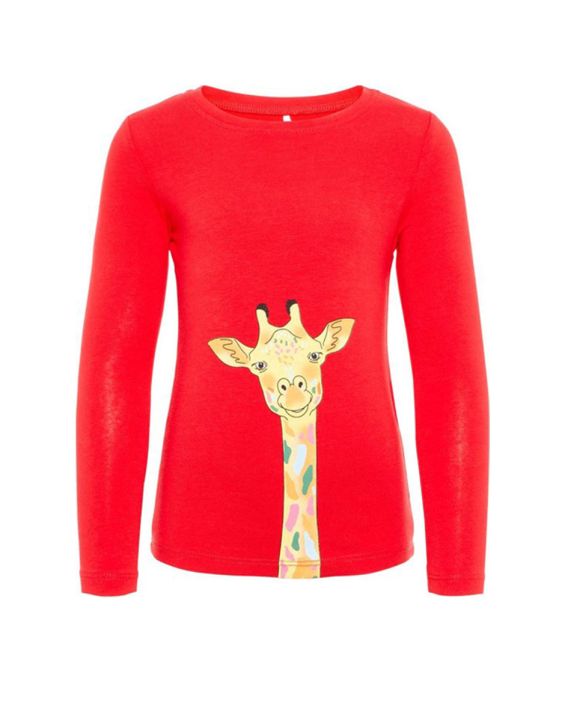 'NAME IT Giraffe Long Sleeved Blouse Red