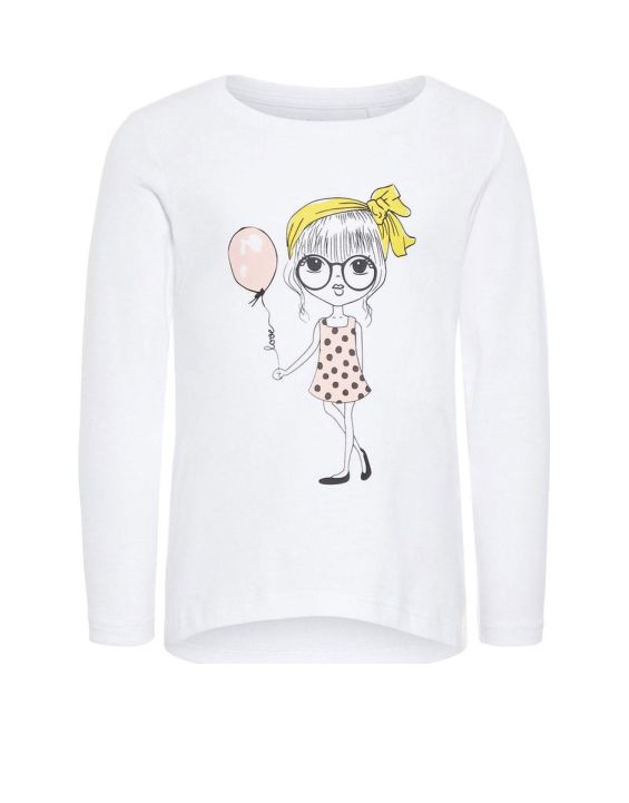 'NAME IT Mini Loose Fit Long Sleeved Blouse White