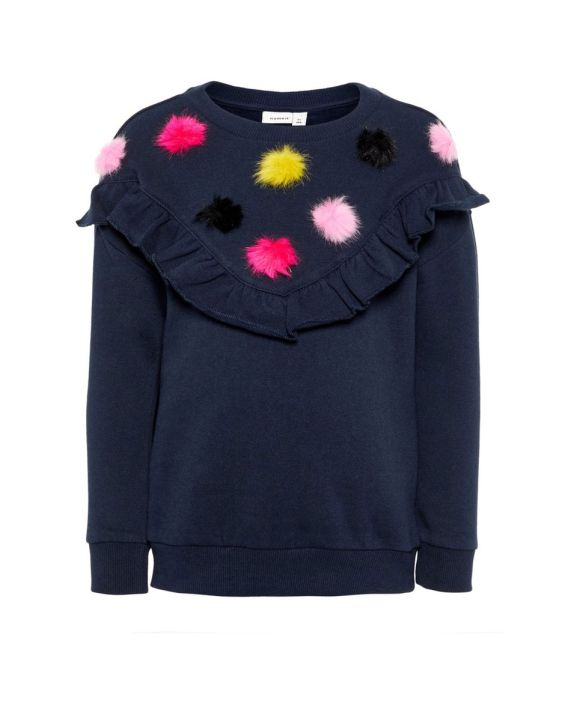 'NAME IT Pom Pom Sweatshirt Sapphire