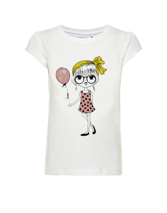 'NAME IT Printed Long Sleeved Blouse White