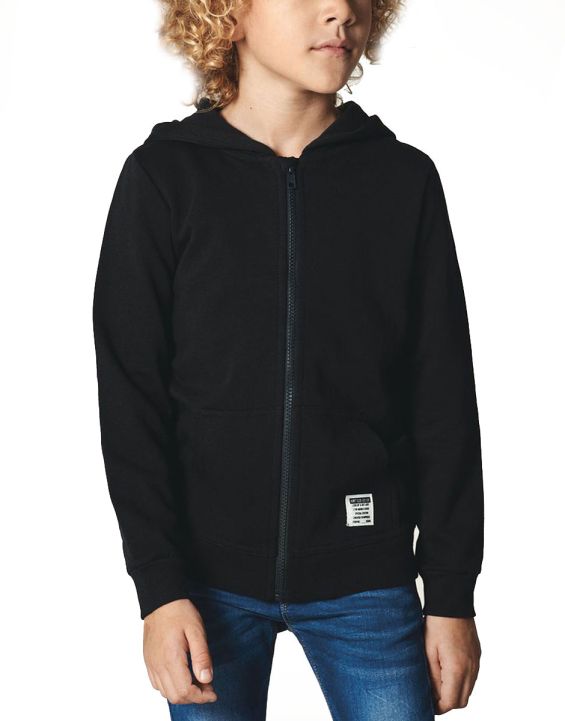 'NAME IT Solid Coloured Zip-Up Hoodie Black