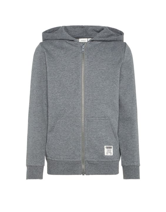 'NAME IT Solid Coloured Zip-Up Hoodie Grey