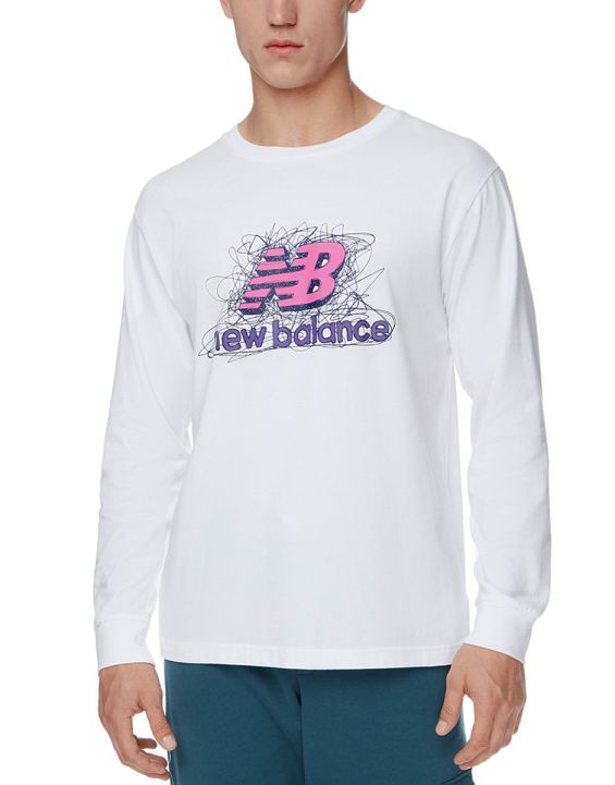 'NEW BALANCE Athletic Clash Long Sleeve Blouse White