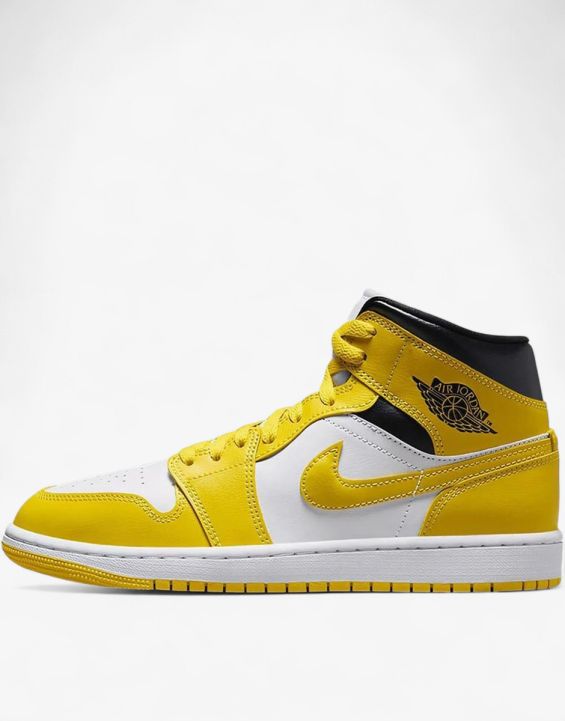 'NIKE Jordan 1 Mid Shoes White/Yellow
