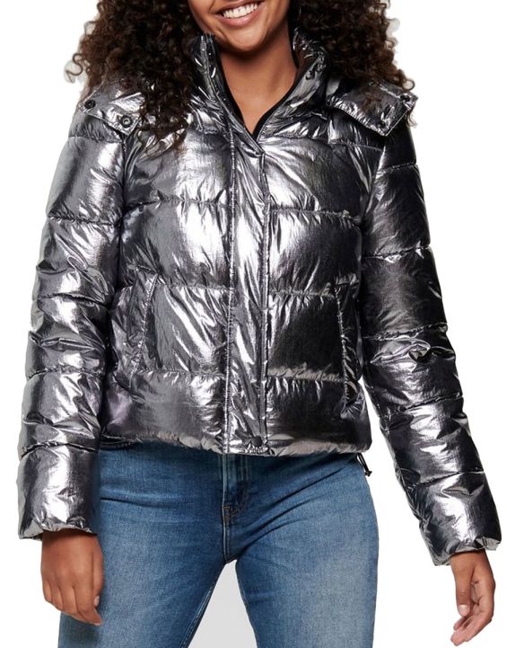 'ONLY Metallic Quilted Jacket Silver