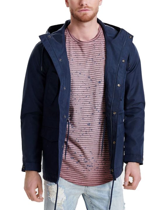 'ONLY&SONS Solid Parka Coat Blue
