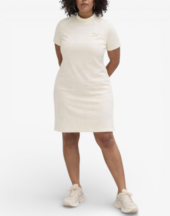 'PUMA Classics Ribbed Tee Dress Off White