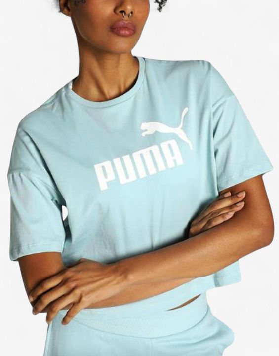 'PUMA Essentials Cropped Logo Tee Blue