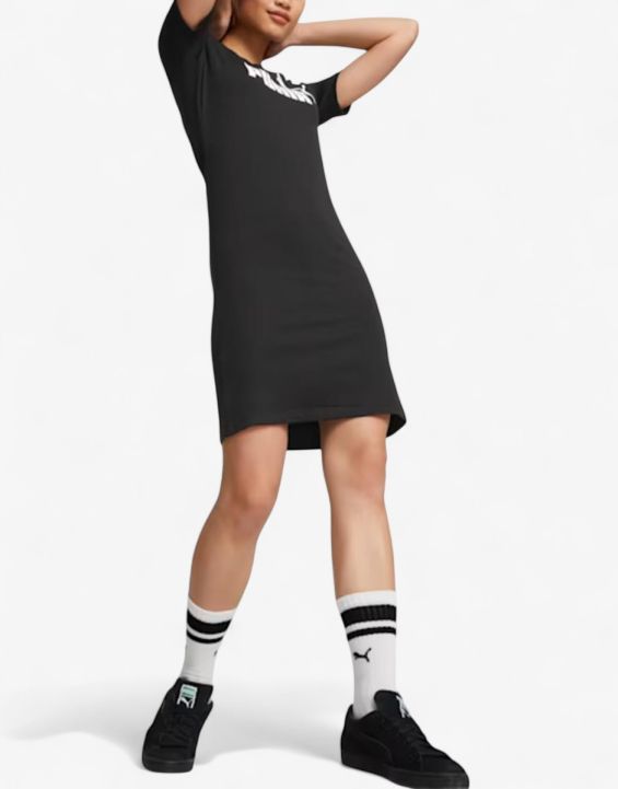 'PUMA Essentials Slim Fit Tee Dress Black 'PUMA Essentials Slim Fit Tee Dress Black
