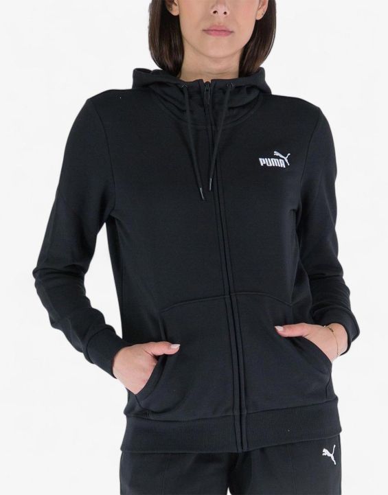 'PUMA Essentials+ Embroidery Full-Zip Hoodie Black 'PUMA Essentials+ Embroidery Full-Zip Hoodie Black