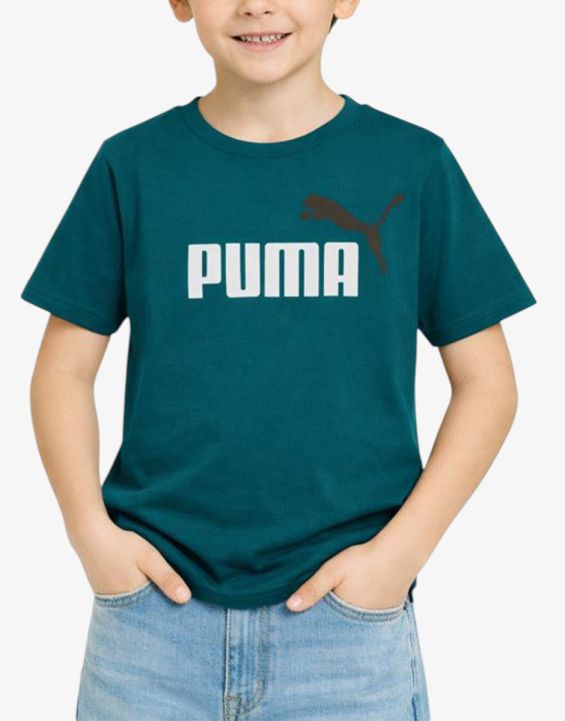 'PUMA Essentials+ Two-Tone Logo Tee Green Jr