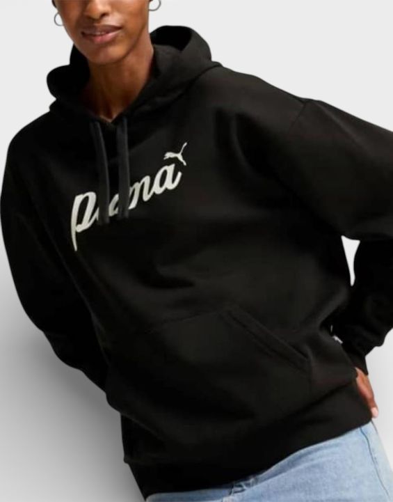 'PUMA Essetials+ Script Fleece Hoodie Black