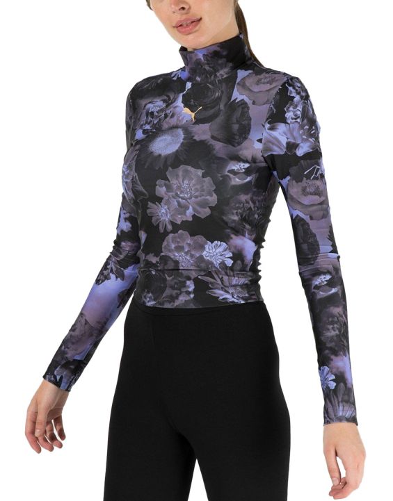 'PUMA Evide All Over Print Crop Top Black