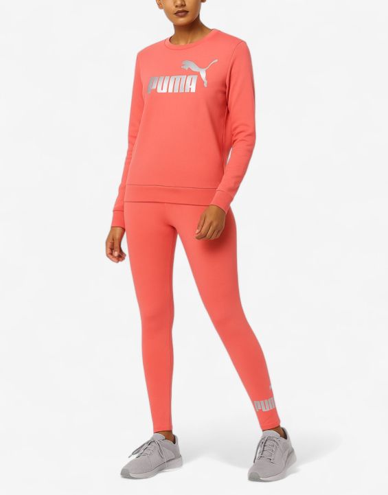 'PUMA Logo Crew And Leggings Set Pink