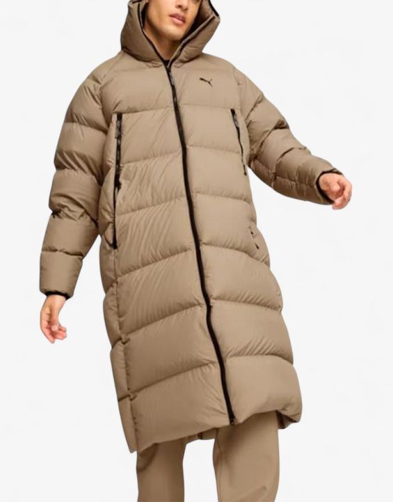 'PUMA Long Hooded Down Coat Beige