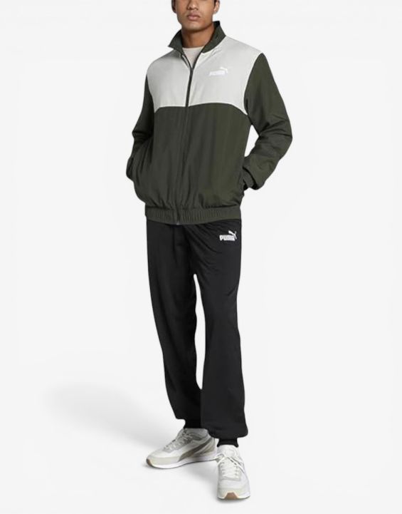 'PUMA Woven Colorblock Tracksuit Darrk Olive