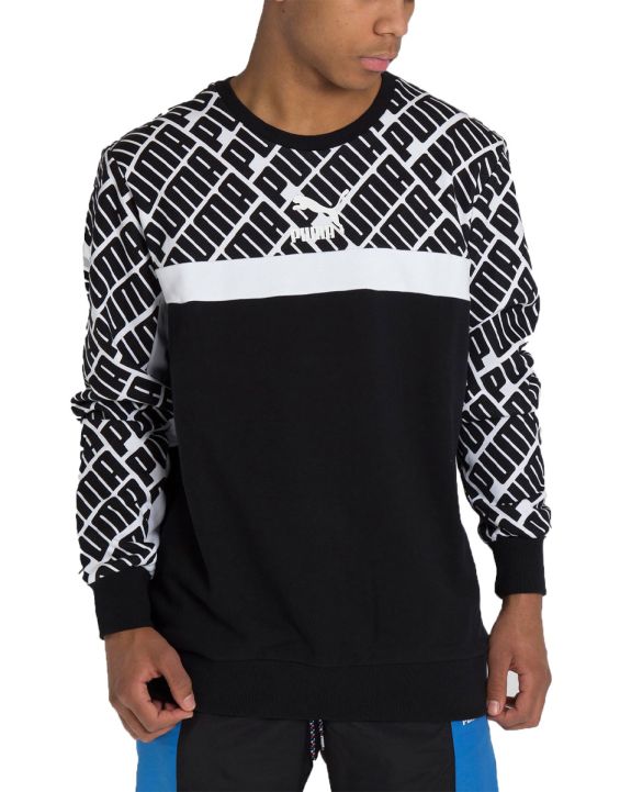 'PUMA Aop Logo Crew Black