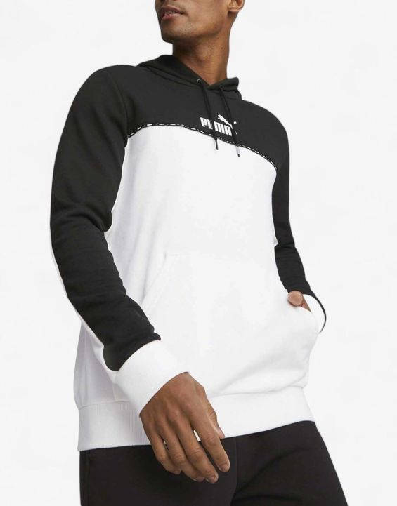 'PUMA Essentials Block Tape Hoodie White/Black