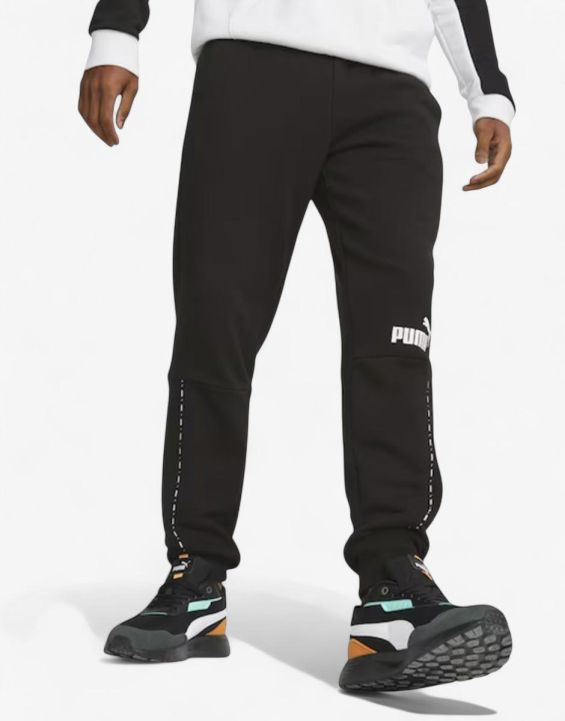 'PUMA Essentials Block Tape Sweatpants Black 'PUMA Essentials Block Tape Sweatpants Black