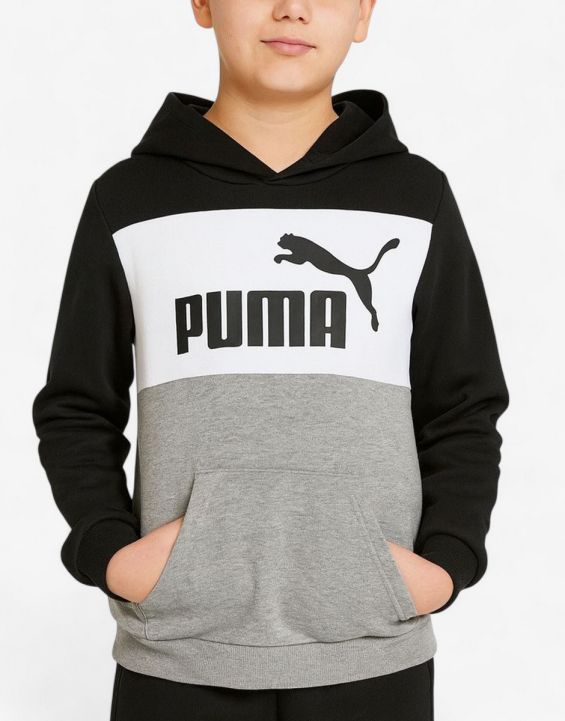 'PUMA Essentials+ Colorblock Fleece Hoodie Grey/Black