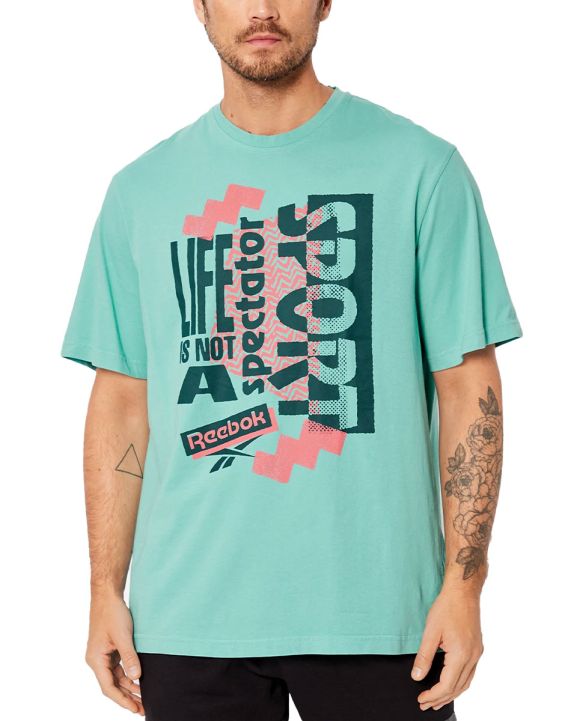 'REEBOK Graphic Series Spectator Sport Vibe Tee Blue 'REEBOK Graphic Series Spectator Sport Vibe Tee Blue
