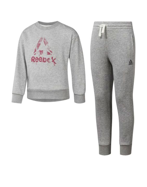 'REEBOK Girls Training Essentials French Terry Tracksuit Grey