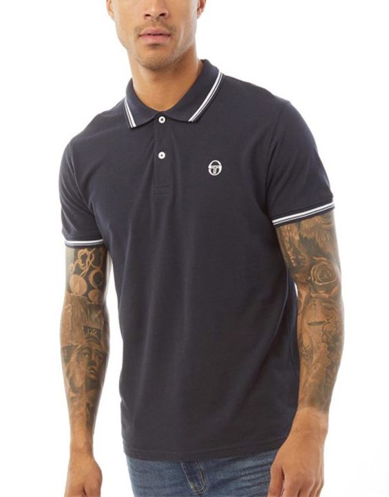 'SERGIO TACCHINI Iconic Stripe Small Logo Polo Navy