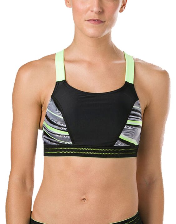 'SPEEDO Reflect Wave Crop Top Black/Yellow