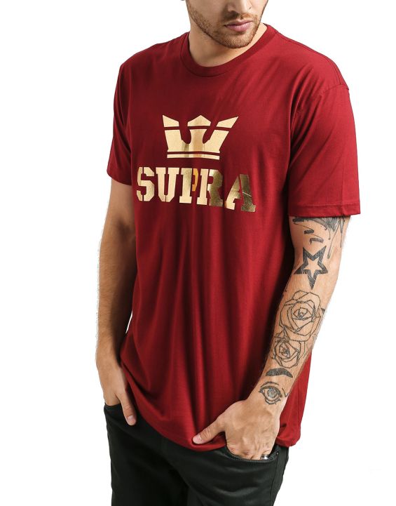 'SUPRA Above Regular Tee Red/Gold