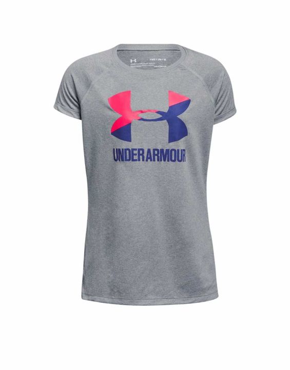 'UNDER ARMOUR Girls Solid Big Logo Tee Grey