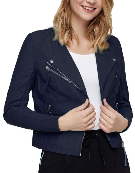 'VERO MODA Faux Leather Moto Jacket Sky