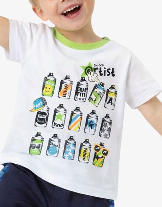 'CHICCO Boys Tee White/Green