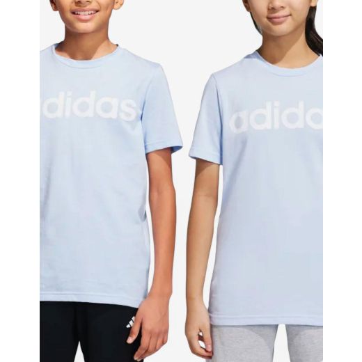 ADIDAS Essentials Linear Logo Cotton Tee Blue Dawn