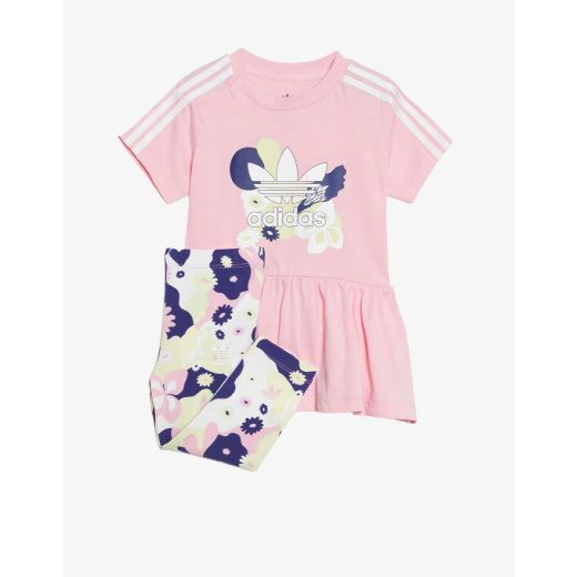 ADIDAS Originals Flower Print Dress And Tights Set Pink/Multi