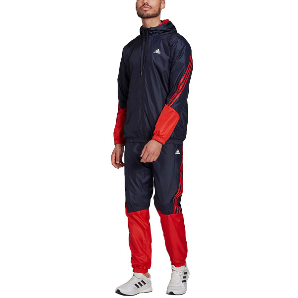 ADIDAS Sportswear Hooded Tracksuit Blue/Red